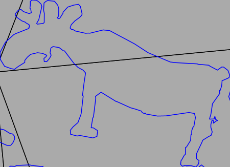 Nämforsen rock carving Laxön  L-G001 animal moose with bell, antler, hooves